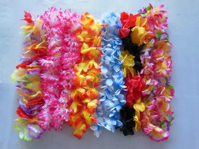 12Pcs Hawaiian Dress Party Flower Leis/Lei 45-65cm Long - Click Image to Close